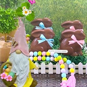 🐣Faux Chocolate Bunny Plastic Treat Containers Set Of 4 Easter Decorations
